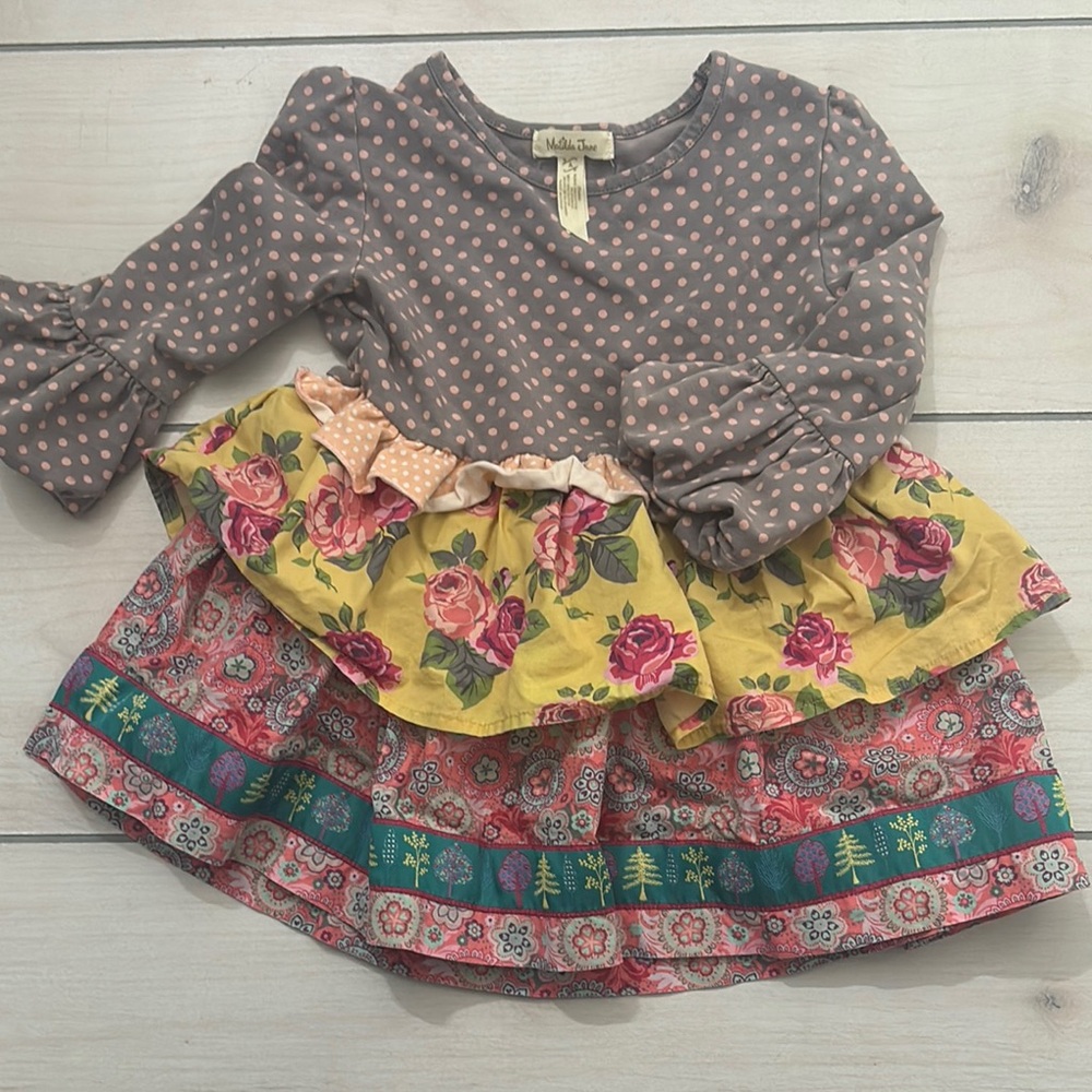 Girls Polka Dot and Floral Dress